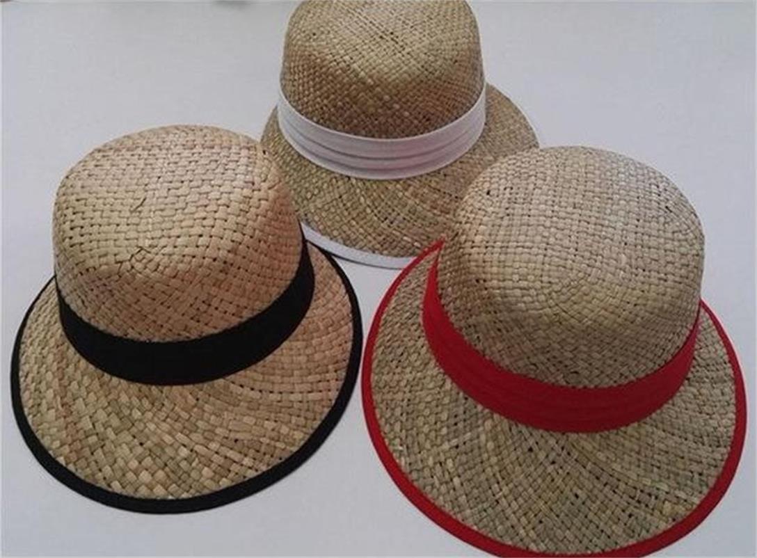 圆顶钟形海藻海草草帽户外旅行遮阳沙滩帽暑假渔夫草桶帽